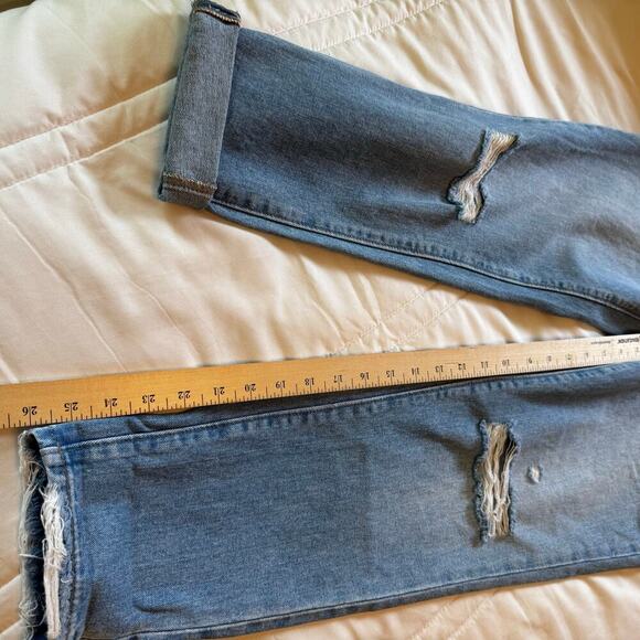 Mica Denim Boyfriend Overalls Medium Wash Distressed Skinny Leg Size Small - Picture 11 of 14